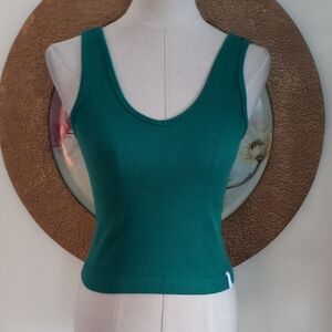 Only Green Ribbed Women's Tank Top (Refer To Measurements)